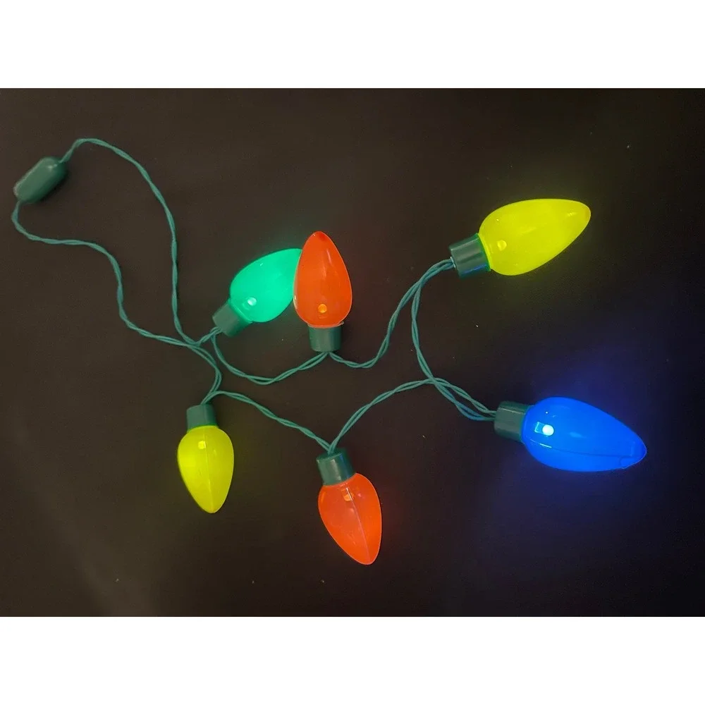 Oversized LED Christmas Light Bulb Necklace Multi Color Holiday Glow Accessory